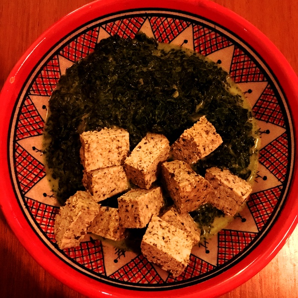 tofu et épinards vegan 